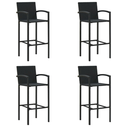 Garden Bar Set Black PE rattan Medium Footrest Bar Table Set