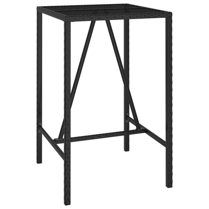 Garden Bar Set Black PE rattan Medium Footrest Bar Table Set