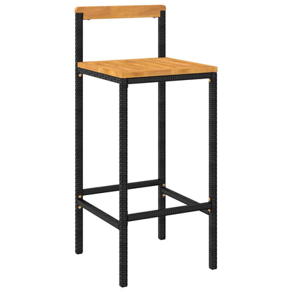 Garden Bar Set Black PE rattan Medium Footrest Garden Bar Set