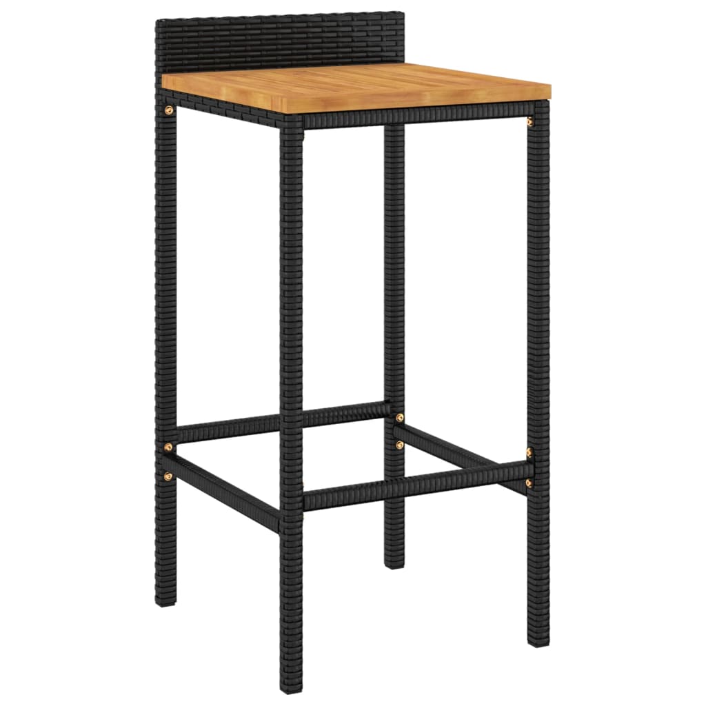 Garden Bar Set Black Poly Rattan Medium Durable Bar Table Set