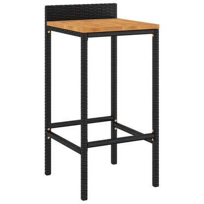 Garden Bar Set Black Poly Rattan Medium Durable Bar Table Set