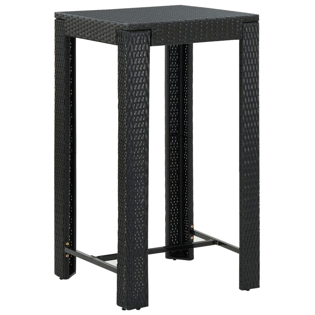Garden Bar Set Black Poly Rattan Medium Durable Bar Table Set