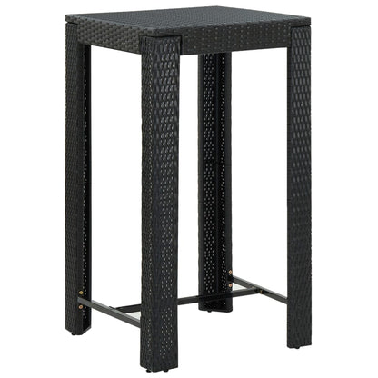 Garden Bar Set Black Poly Rattan Medium Durable Bar Table Set