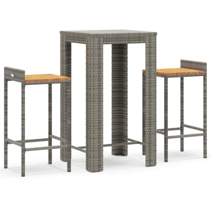 Garden Bar Set Grey PE rattan Durable Garden Bar Set