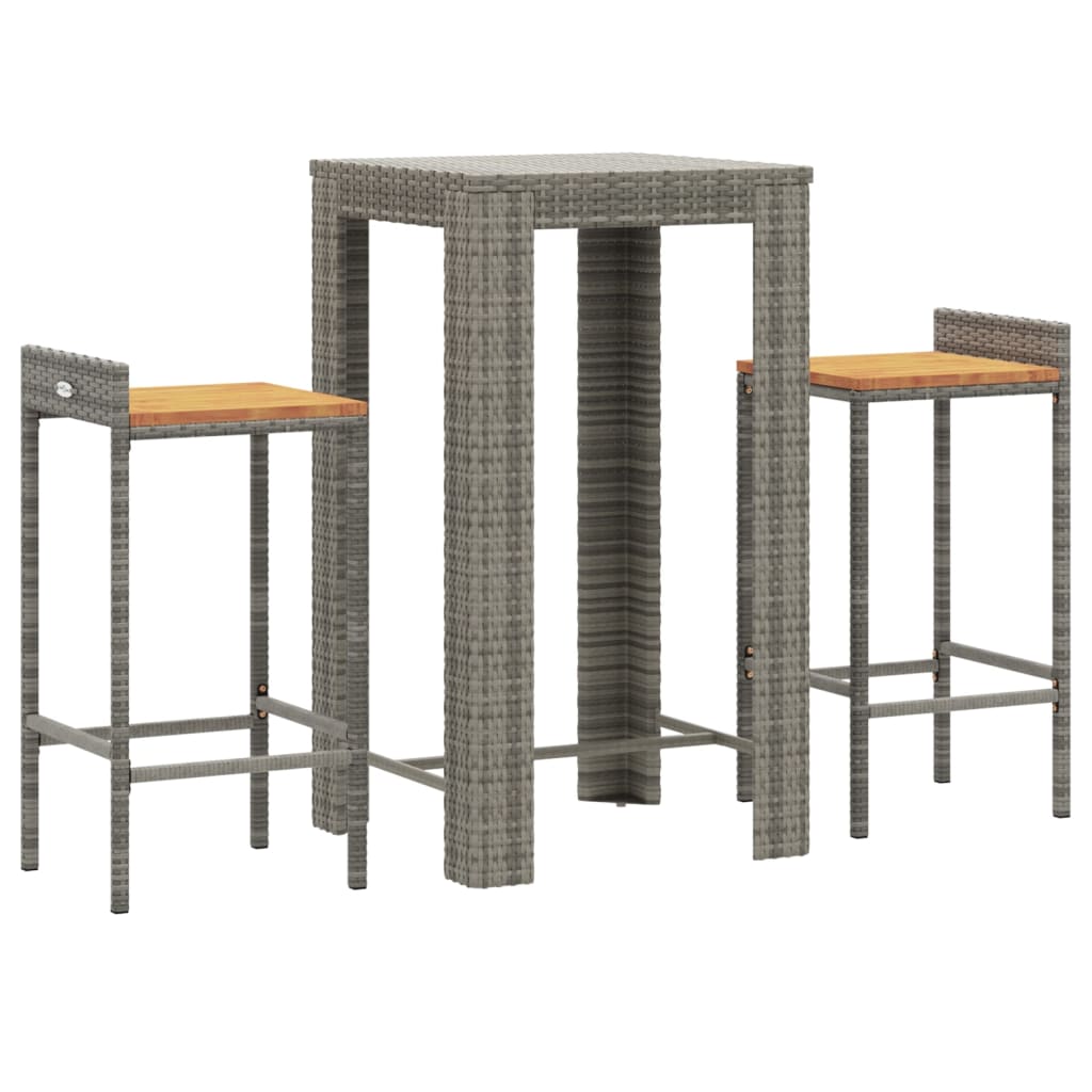 Garden Bar Set Grey PE rattan Durable Garden Bar Set