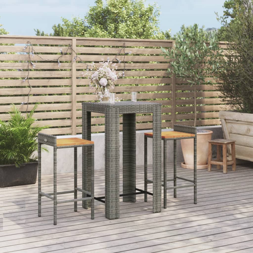 Garden Bar Set Grey PE rattan Durable Garden Bar Set