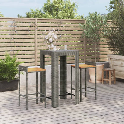 Garden Bar Set Grey PE rattan Durable Garden Bar Set