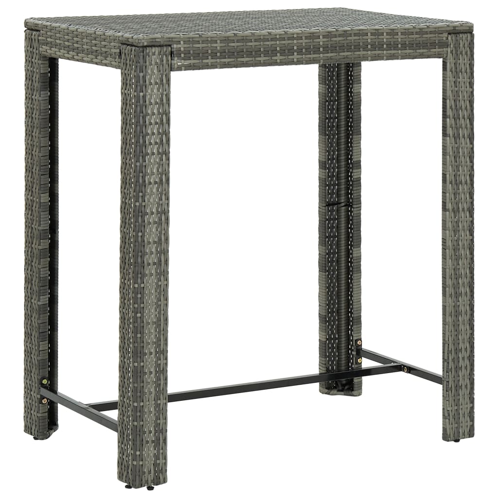 Garden Bar Set Grey PE rattan, powder-coated steel, solid acacia wood