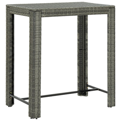 Garden Bar Set Grey PE rattan, powder-coated steel, solid acacia wood