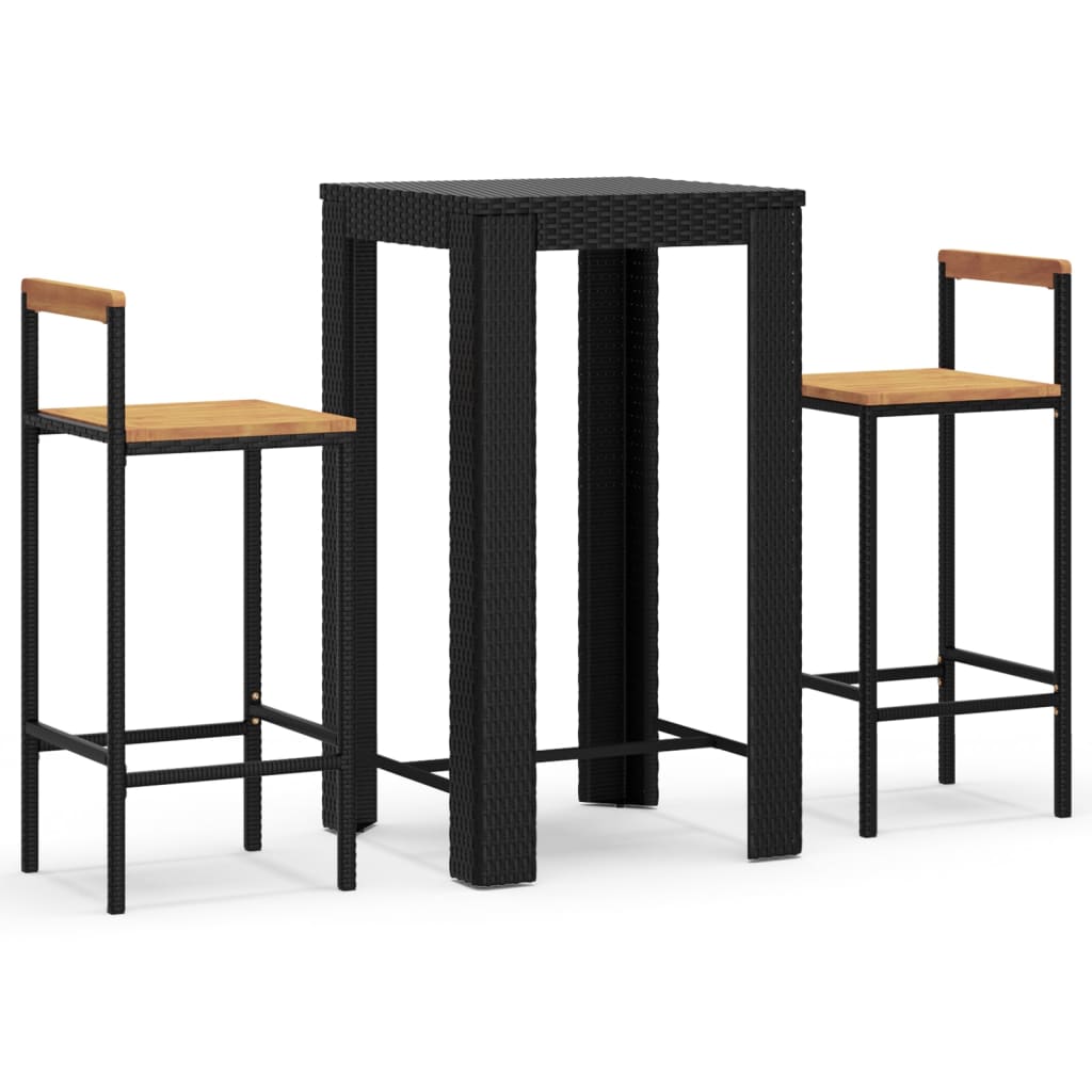 Garden Bar Set Black PE rattan Standard Footrest Garden Bar Set