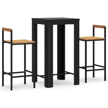 Garden Bar Set Black PE rattan Standard Footrest Garden Bar Set