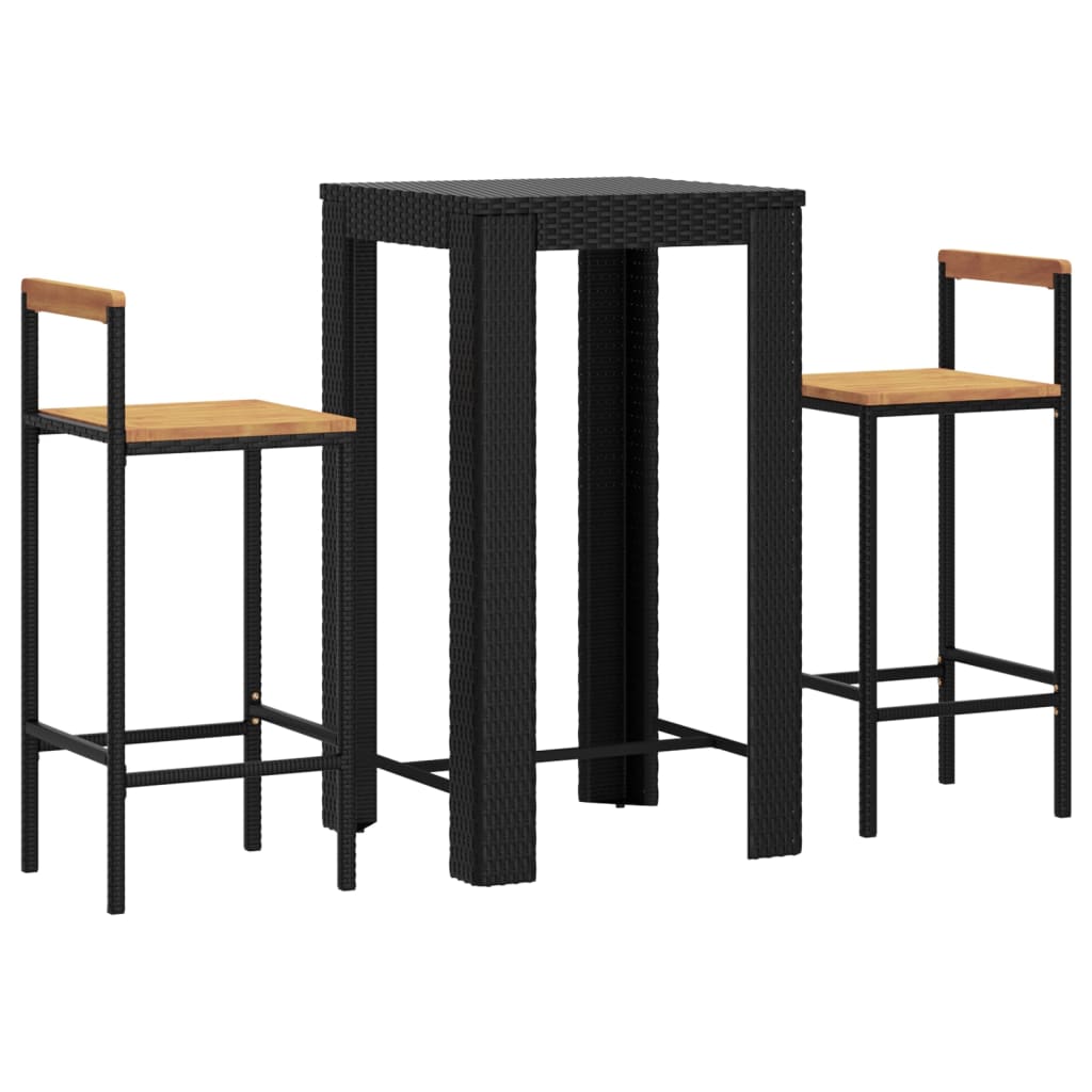 Garden Bar Set Black PE rattan Standard Footrest Garden Bar Set