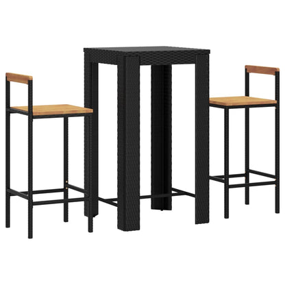 Garden Bar Set Black PE rattan Standard Footrest Garden Bar Set