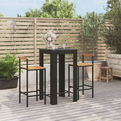 Garden Bar Set Black PE rattan Standard Footrest Garden Bar Set