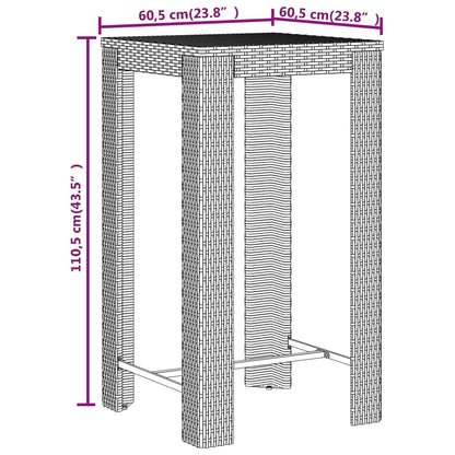 Garden Bar Set Grey PE rattan Compact Footrest Garden Bar Set