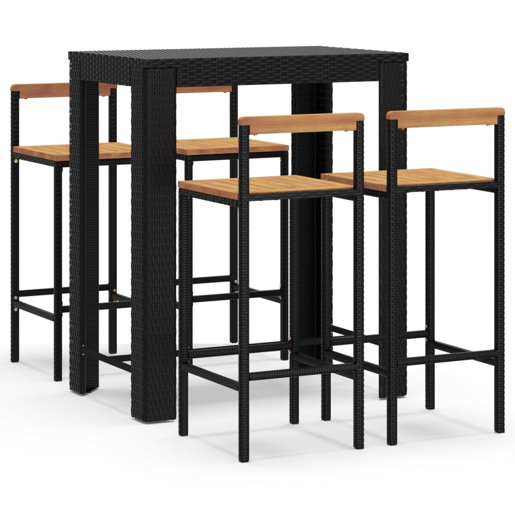 Garden Bar Set Black PE rattan Standard Footrest Garden Bar Set
