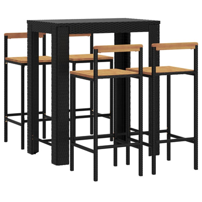 Garden Bar Set Black PE rattan Standard Footrest Garden Bar Set