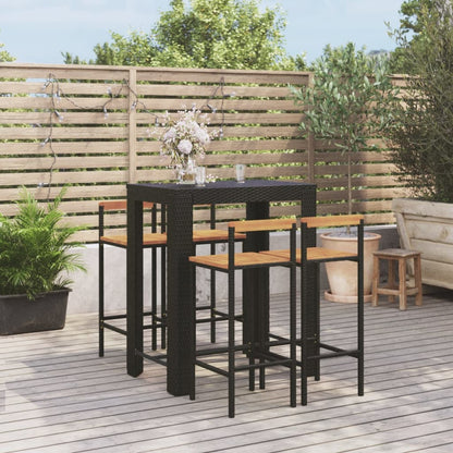Garden Bar Set Black PE rattan Standard Footrest Garden Bar Set