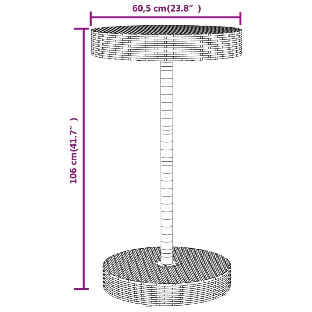 Garden Bar Set Grey PE rattan, powder-coated steel, solid acacia wood