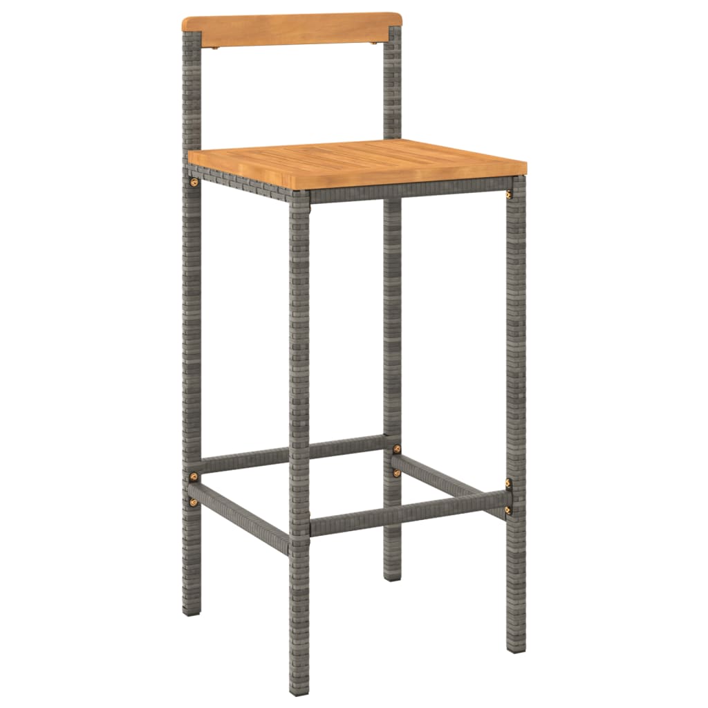 Garden Bar Set Grey PE rattan, powder-coated steel, solid acacia wood