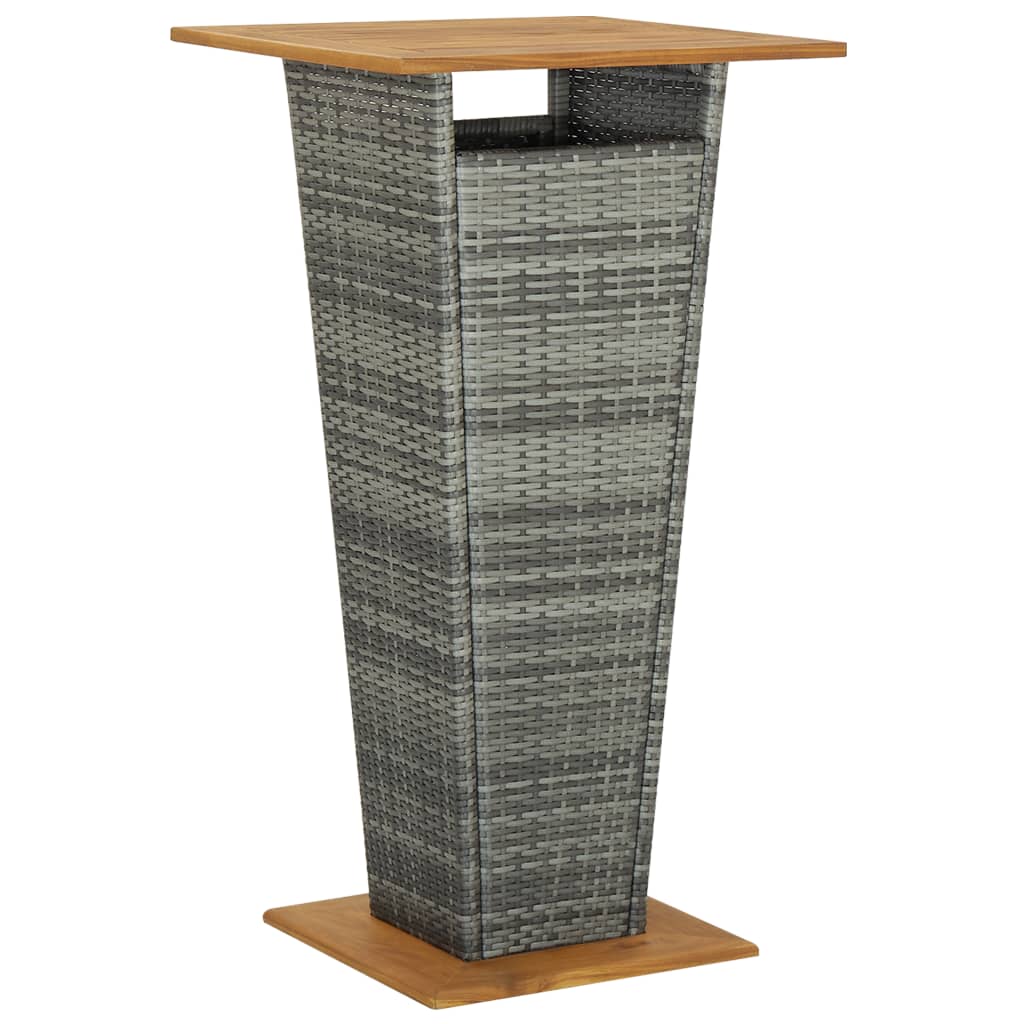 Garden Bar Set Grey PE rattan, powder-coated steel, solid acacia wood
