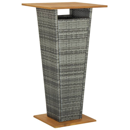 Garden Bar Set Grey PE rattan, powder-coated steel, solid acacia wood