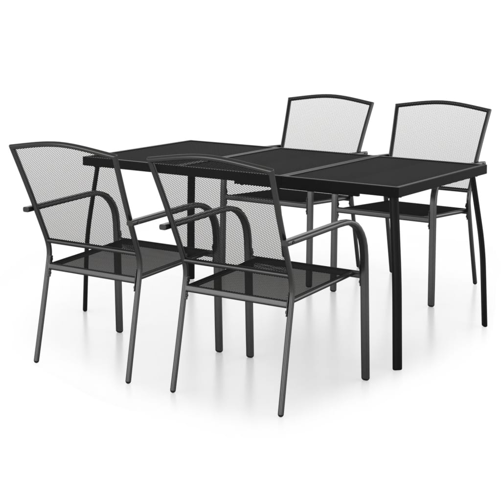 Garden Dining Set Anthracite Steel Medium Stackable