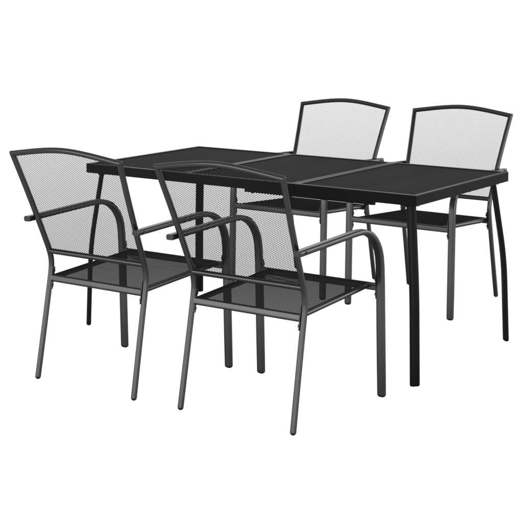 Garden Dining Set Anthracite Steel Medium Stackable