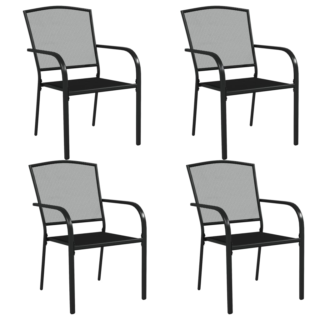 Garden Dining Set Anthracite Steel Medium Stackable