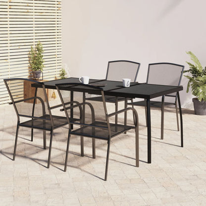 Garden Dining Set Anthracite Steel Medium Stackable