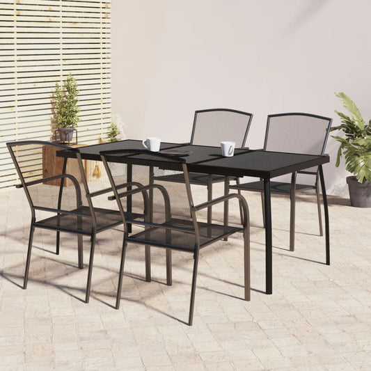 Garden Dining Set Anthracite Steel Medium Stackable