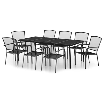 Garden Dining Set Anthracite Steel Large Stackable