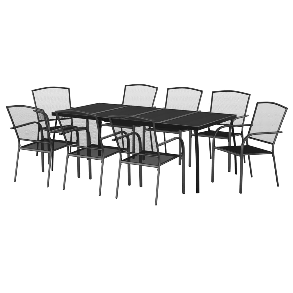 Garden Dining Set Anthracite Steel Large Stackable