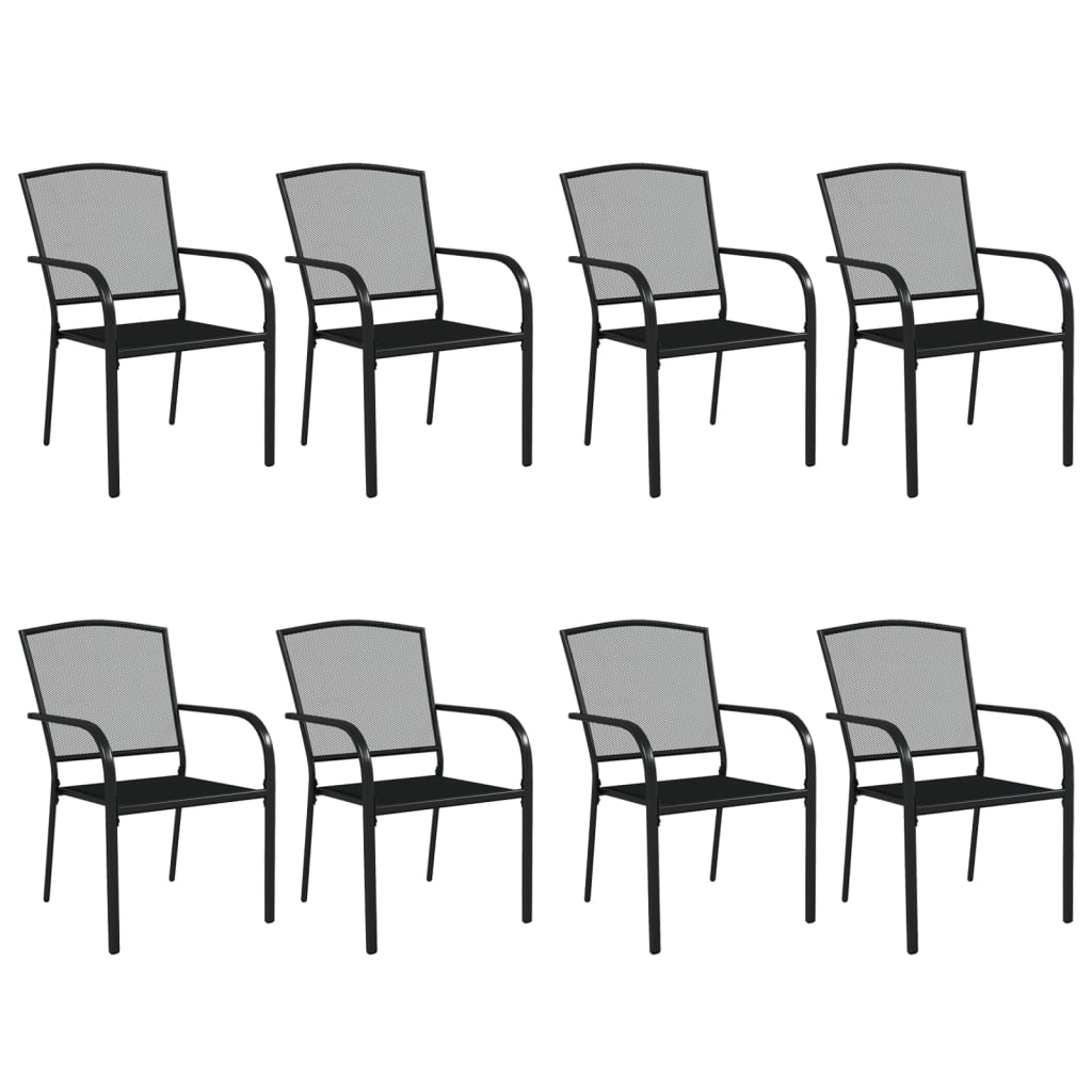 Garden Dining Set Anthracite Steel Large Stackable