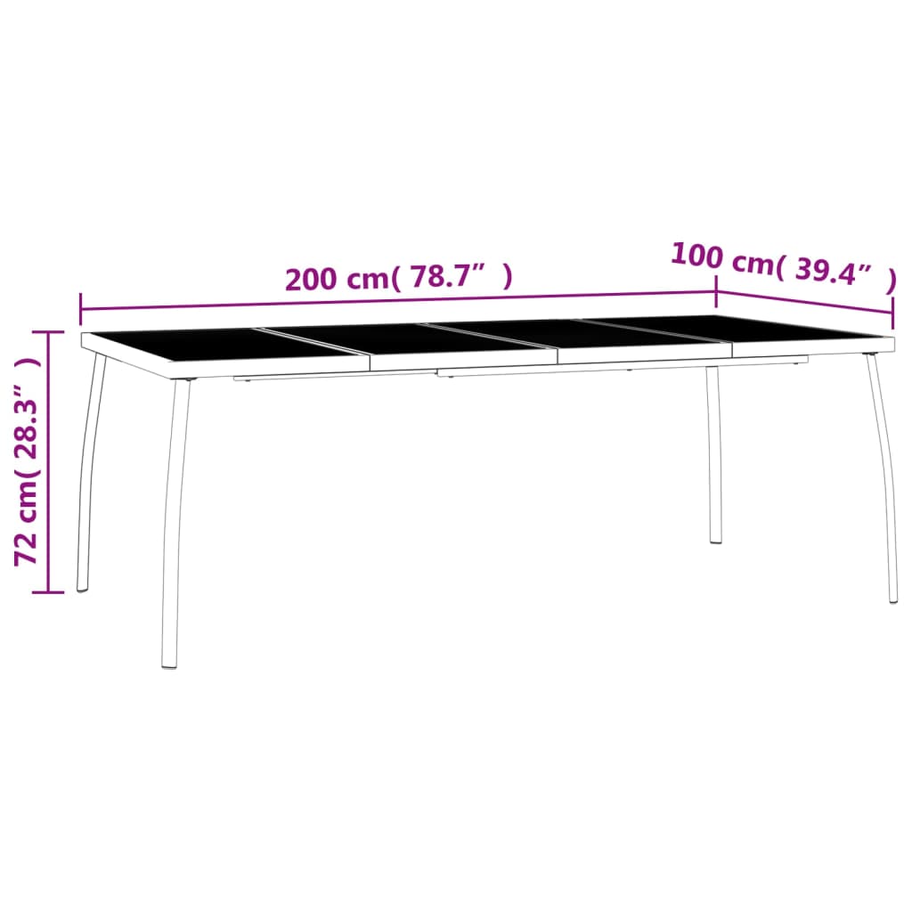 Garden Dining Set Anthracite Steel Large Stackable
