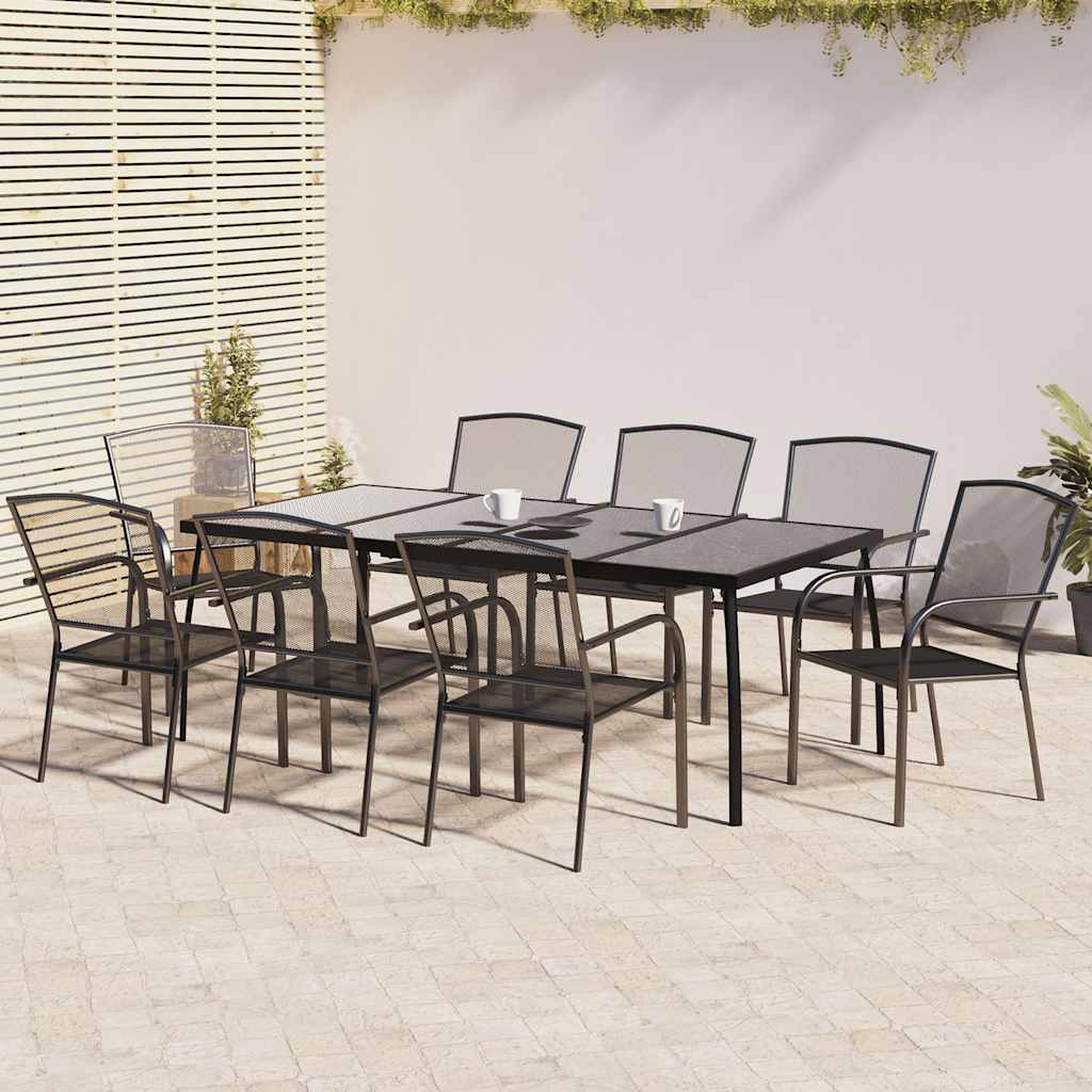 Garden Dining Set Anthracite Steel Large Stackable