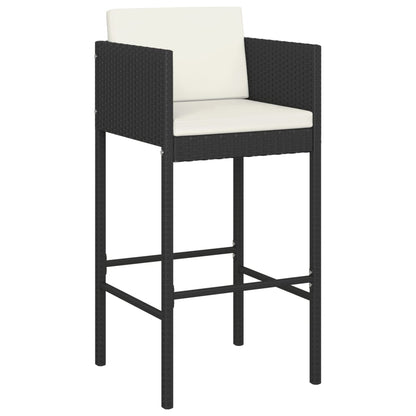 Garden Bar Set Black PE Rattan Footrest Garden Bar Set