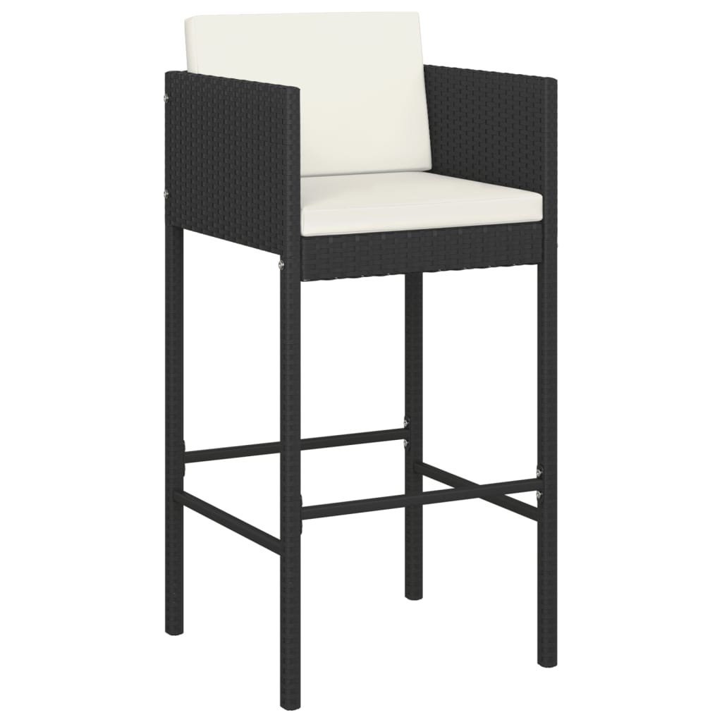 Garden Bar Set Black PE Rattan Footrest Garden Bar Set