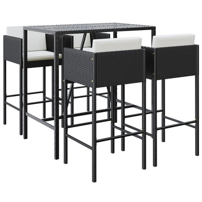 Garden Bar Set Black PE rattan Standard Footrest Garden Bar Set