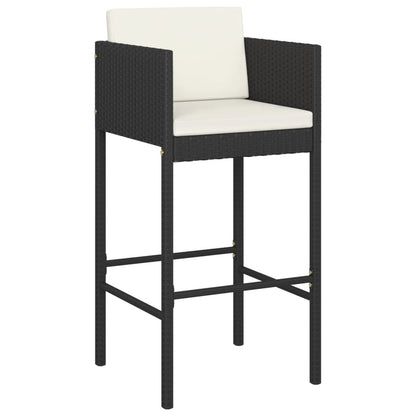 Garden Bar Set Black PE rattan Standard Footrest Garden Bar Set