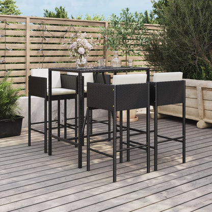 Garden Bar Set Black PE rattan Standard Footrest Garden Bar Set