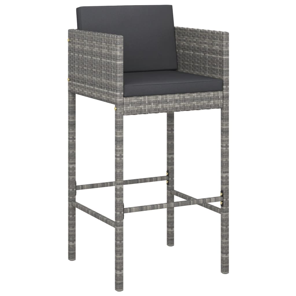 Garden Bar Set Grey PE rattan 5 Piece Set Footrest