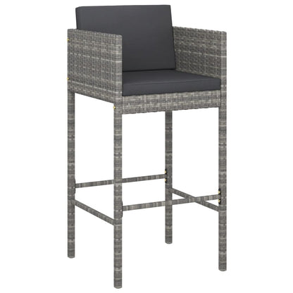 Garden Bar Set Grey PE rattan 5 Piece Set Footrest