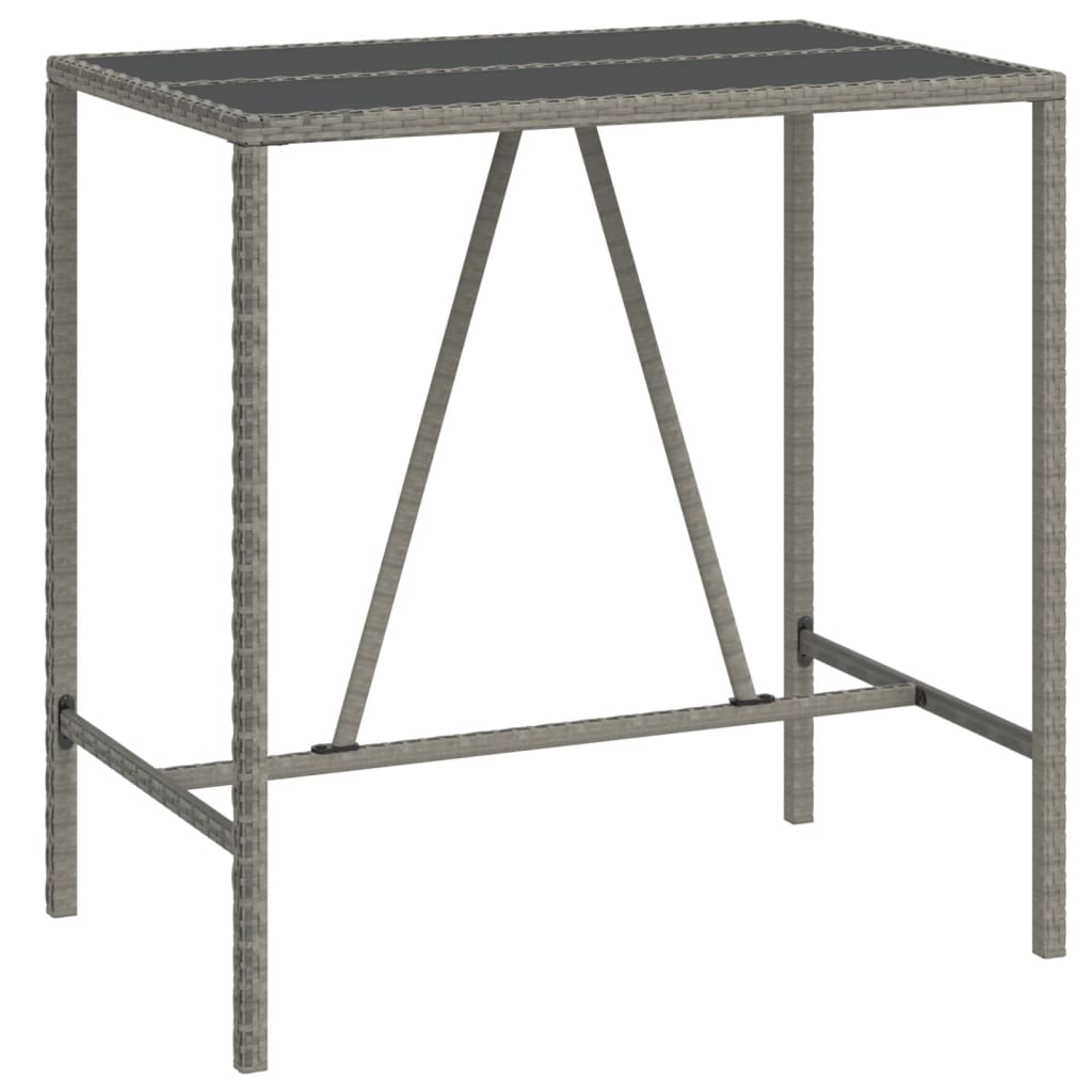 Garden Bar Set Grey PE rattan 5 Piece Set Footrest