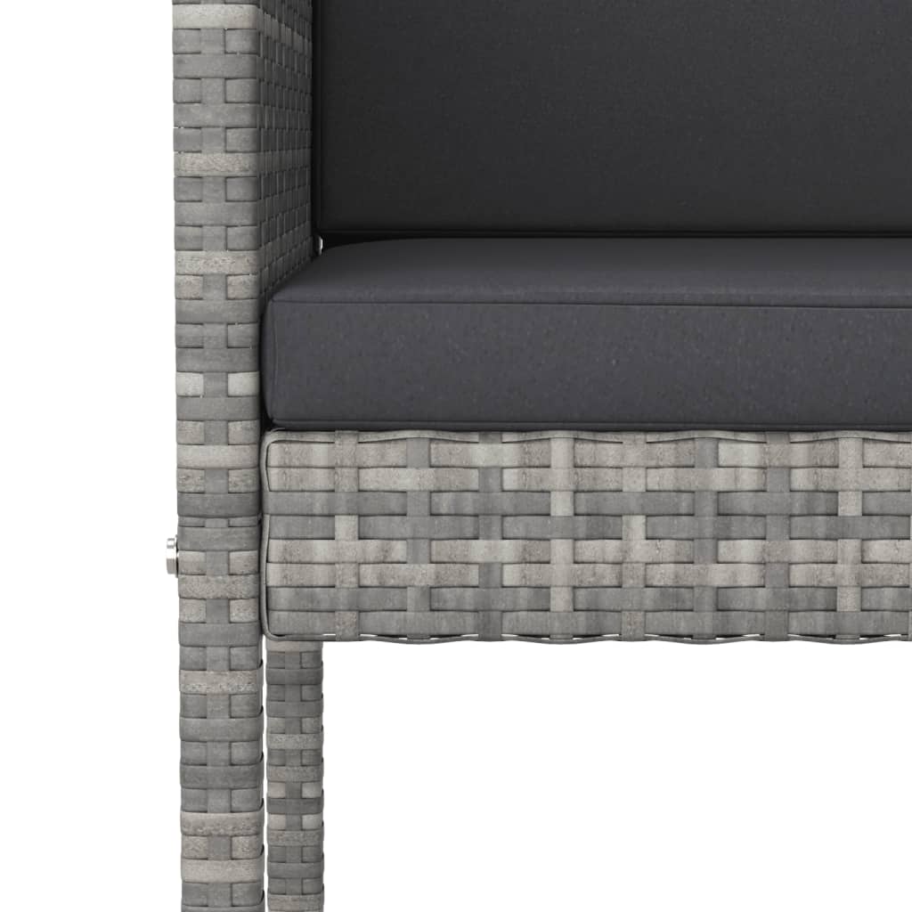 Garden Bar Set Grey PE rattan 5 Piece Set Footrest