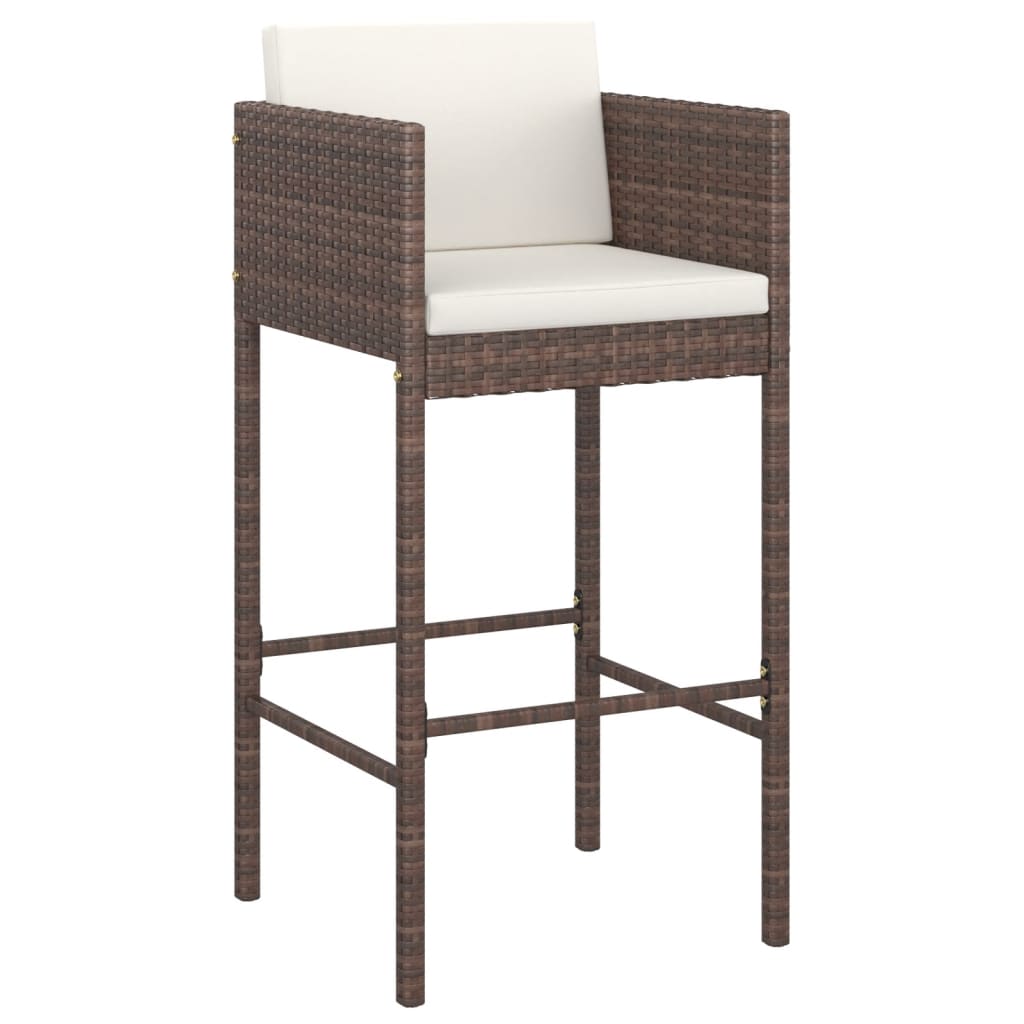 Patio Bar Set Set of 5 Brown, Cream White, Black