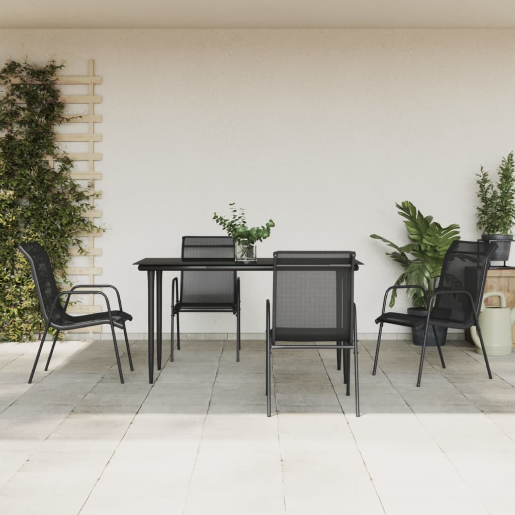 Garden Dining Set Black
