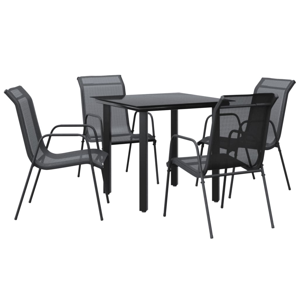 Garden Dining Set Black and Dark Grey