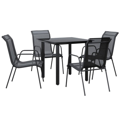Garden Dining Set Black and Dark Grey