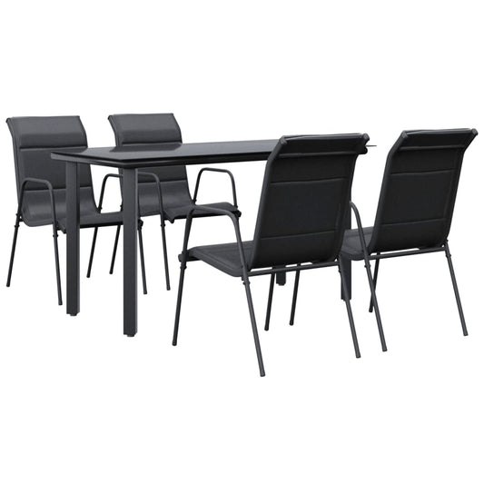 Garden Dining Set Black Powder-coated steel Medium Durable